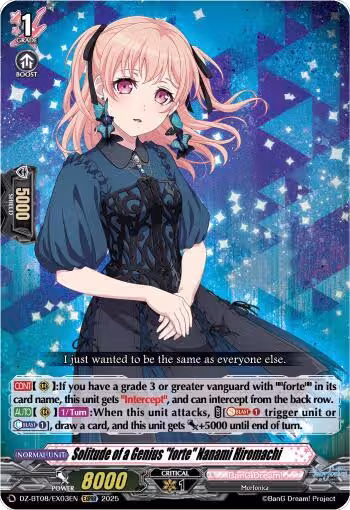 Solitude of a Genius "forte" Nanami Hiromachi (EXRRR) (DZ-BT08/EX03EN), DZ-BT08: Knights 0f Rebirth — Vanguard card price