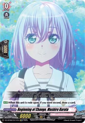 Beginning of Change, Mashiro Kurata (DZ-BT08/EX11EN), DZ-BT08: Knights 0f Rebirth — Vanguard card price