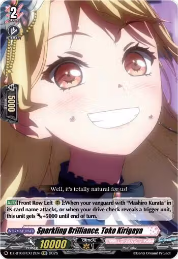 Sparkling Brilliance, Toko Kirigaya (DZ-BT08/EX12EN), DZ-BT08: Knights 0f Rebirth — Vanguard card price