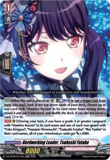 Hardworking Leader, Tsukushi Futaba (DZ-BT08/EX14EN), DZ-BT08: Knights 0f Rebirth — Vanguard card price