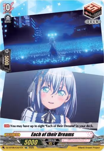 Each of their Dreams (DZ-BT08/EX21EN), DZ-BT08: Knights 0f Rebirth — Vanguard card price