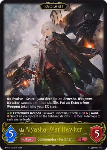 Alyaska, War Hawker (Evolved) (BP10-022EN), Gods of the Arcana — Shadowverse card price