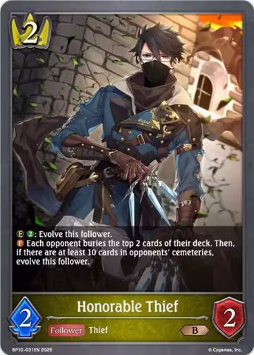Honorable Thief (BP10-031EN), Gods of the Arcana — Shadowverse card price