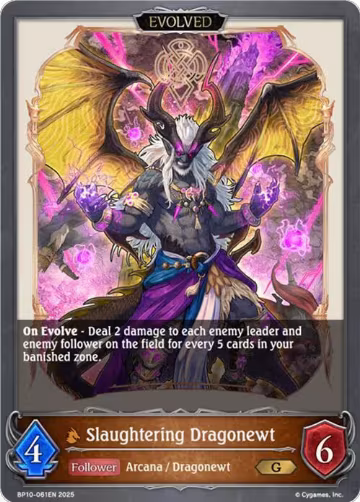 Slaughtering Dragonewt (Evolved) (BP10-061EN), Gods of the Arcana — Shadowverse card price