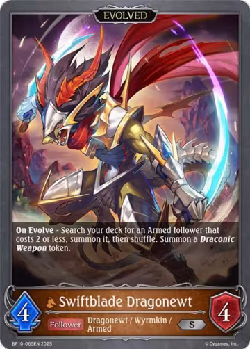 Swiftblade Dragonewt (Evolved) (BP10-065EN), Gods of the Arcana — Shadowverse card price