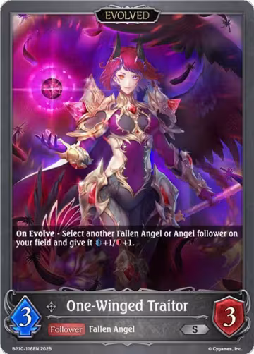 One-Winged Traitor (Evolved) (BP10-116EN), Gods of the Arcana — Shadowverse card price