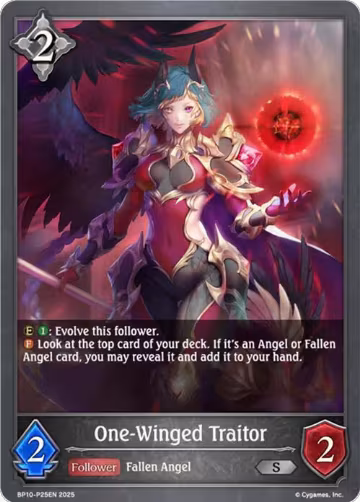 One-Winged Traitor - P25 (Foil) (BP10-P25EN), Gods of the Arcana — Shadowverse card price