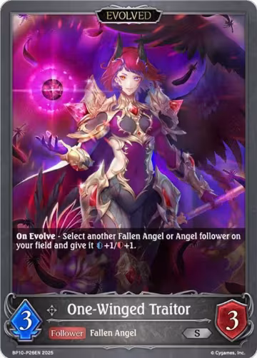 One-Winged Traitor (Evolved) - P26 (Foil) (BP10-P26EN), Gods of the Arcana — Shadowverse card price