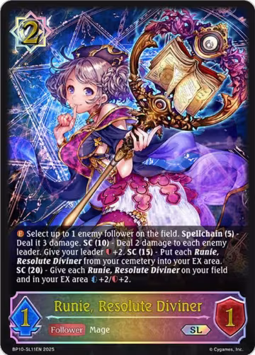 Runie, Resolute Diviner (SL) (BP10-SL11EN), Gods of the Arcana — Shadowverse card price