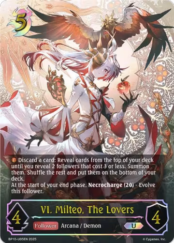 VI. Milteo, The Lovers (U) (BP10-U05EN), Gods of the Arcana — Shadowverse card price