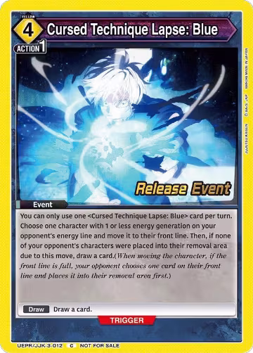 Cursed Technique Lapse: Blue (UEPR/JJK-3-012), UEX02BT: Jujutsu Kaisen Vol.2 Release Event Cards — Union Arena card price