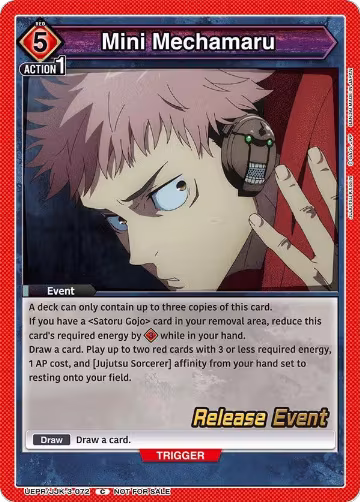 Mini Mechamaru (UEPR/JJK-3-072), UEX02BT: Jujutsu Kaisen Vol.2 Release Event Cards — Union Arena card price