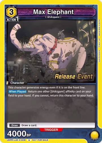 Max Elephant (UEPR/JJK-3-009), UEX02BT: Jujutsu Kaisen Vol.2 Release Event Cards — Union Arena card price