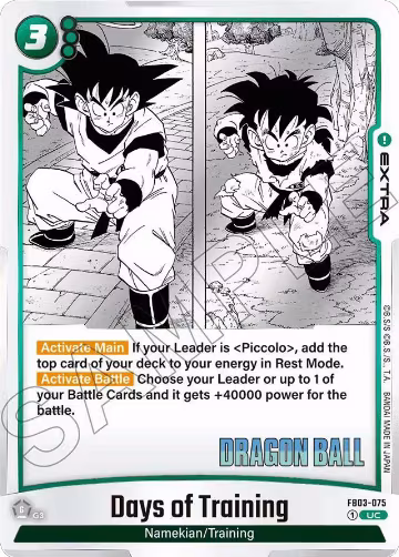 Days of Training (FB03-075), Manga Booster 01 — DB Fusion card price