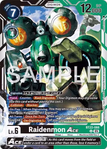 Raidenmon ACE (BT22-066 U), Cyber Eden — Digimon card price