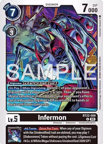 Infermon (BT22-059 U), Cyber Eden — Digimon card price