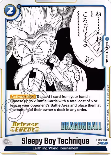 Sleepy Boy Technique (FB06-046), Manga Booster 01 Release Event Cards — DB Fusion card price