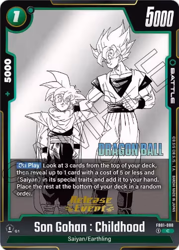 Son Gohan : Childhood (FB01-088), Manga Booster 01 Release Event Cards — DB Fusion card price