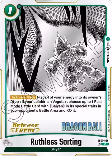 Ruthless Sorting (SB01-028), Manga Booster 01 Release Event Cards — DB Fusion card price