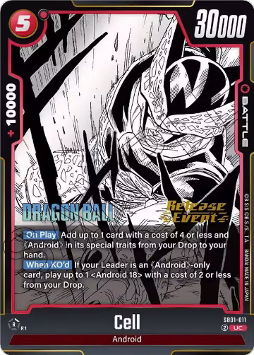 Cell - SB01-011 (SB01-011), Manga Booster 01 Release Event Cards — DB Fusion card price