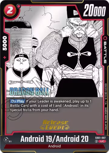 Android 19/Android 20 (SB01-007), Manga Booster 01 Release Event Cards — DB Fusion card price
