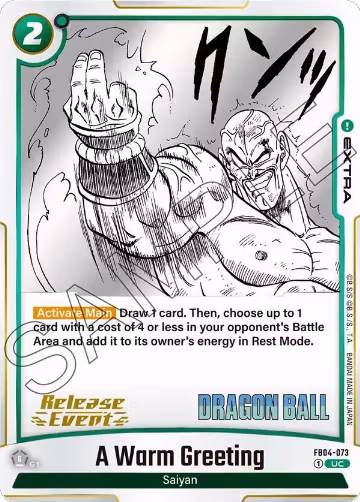 A Warm Greeting (FB04-073), Manga Booster 01 Release Event Cards — DB Fusion card price