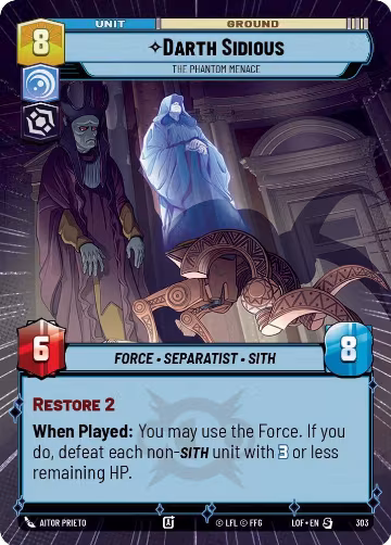 Darth Sidious - The Phantom Menace (Hyperspace) (303), Legends of the Force — Star Wars card price