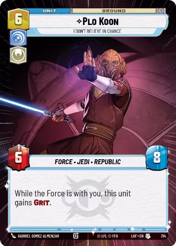 Plo Koon - I Don't Believe in Chance (Hyperspace) (314), Legends of the Force — Star Wars card price