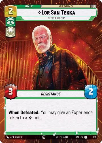 Lor San Tekka - Secret Keeper (Hyperspace) (359), Legends of the Force — Star Wars card price