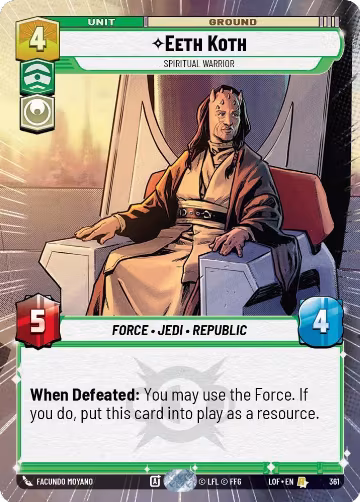 Eeth Koth - Spiritual Warrior (Hyperspace) (361), Legends of the Force — Star Wars card price