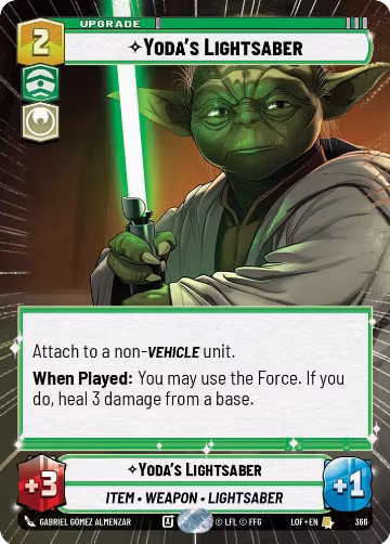 Yoda's Lightsaber (Hyperspace) (366), Legends of the Force — Star Wars card price