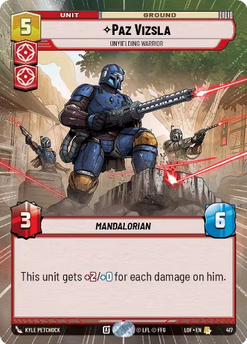 Paz Vizsla - Unyielding Warrior (Hyperspace) (417), Legends of the Force — Star Wars card price
