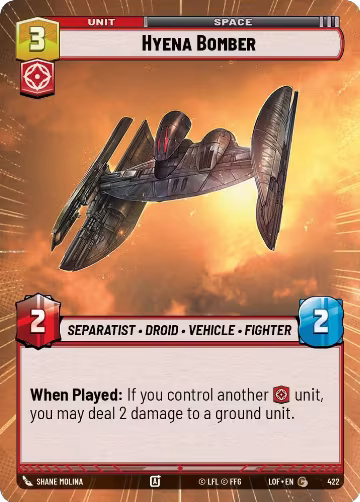 Hyena Bomber (Hyperspace) (422), Legends of the Force — Star Wars card price