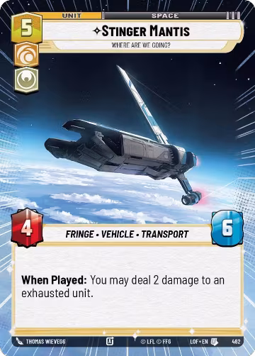 Stinger Mantis - Where Are We Going? (Hyperspace) (462), Legends of the Force — Star Wars card price