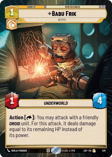 Babu Frik - Heyyy! (Hyperspace) (470), Legends of the Force — Star Wars card price