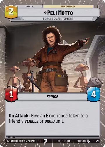 Peli Motto - I Should Charge You More (Hyperspace) (522), Legends of the Force — Star Wars card price