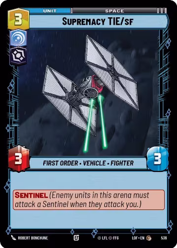 Supremacy TIE/sf (Foil) (536), Legends of the Force — Star Wars card price