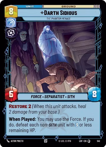 Darth Sidious - The Phantom Menace (Foil) (541), Legends of the Force — Star Wars card price
