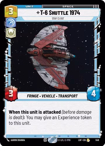 T-6 Shuttle 1974 - Stay Close (Foil) (549), Legends of the Force — Star Wars card price