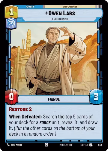 Owen Lars - Devoted Uncle (Foil) (559), Legends of the Force — Star Wars card price