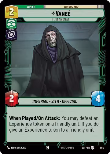 Vanee - I Live to Serve (Foil) (584), Legends of the Force — Star Wars card price