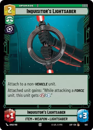 Inquisitor's Lightsaber (Foil) (592), Legends of the Force — Star Wars card price