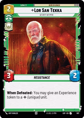 Lor San Tekka - Secret Keeper (Foil) (597), Legends of the Force — Star Wars card price