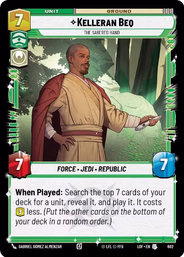 Kelleran Beq - The Sabered Hand (Foil) (602), Legends of the Force — Star Wars card price