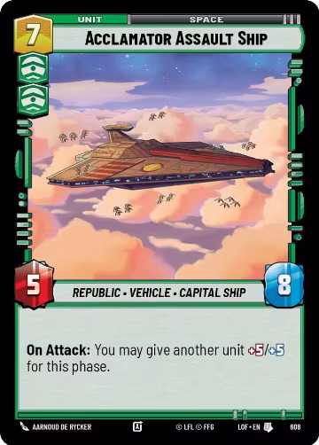 Acclamator Assault Ship (Foil) (608), Legends of the Force — Star Wars card price