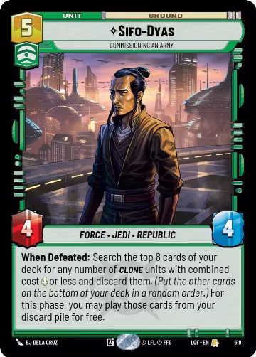 Sifo-Dyas - Commissioning An Army (Foil) (619), Legends of the Force — Star Wars card price