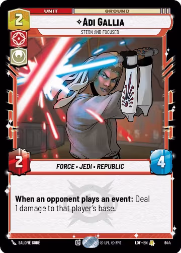 Adi Gallia - Stern and Focused (Foil) (644), Legends of the Force — Star Wars card price