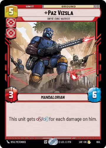 Paz Vizsla - Unyielding Warrior (Foil) (655), Legends of the Force — Star Wars card price