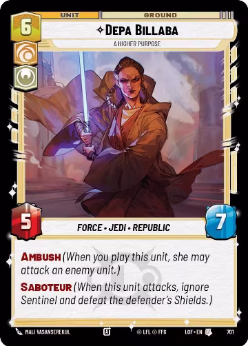 Depa Billaba - A Higher Purpose (Foil) (701), Legends of the Force — Star Wars card price