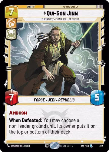 Qui-Gon Jinn - The Negotiations Will Be Short (Foil) (702), Legends of the Force — Star Wars card price
